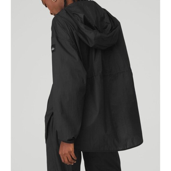 NEW Alo Cloud Nine Jacket Black Lightweight Hooded Hood Long Hoodie Windbreaker - Picture 2 of 10